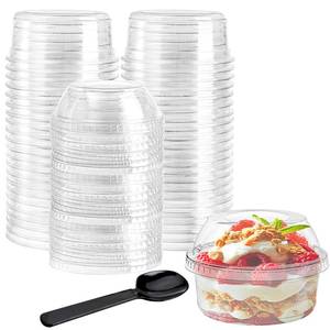 lot 19115 image: WUWEOT 30 Pack Acai Bowls with Lids, 12 oz Clear Plastic Dessert Bowls Container, PET Yogurt Cups with Lid (No Hole) for Ice Cream Fruit Iced Cold Drink Dessert Yogurt Cereal Parfait Smoothie