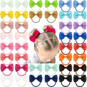 lot 20006 image: CLLOT Toddler Hair Accessories - 40pcs 2.75in Elastics Rubber Ribbon Bands, Bows for Baby Girls, Kids and Children