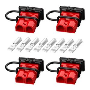 lot 20402 image: Malictele Anderson Connector, 175AMP 2-4 Gauge Battery Quick Connect 12V-36V Anderson Plug Battery Cable Quick Connect Disconnect Plug Winch Wiring Kit for Cable RV Truck Winch (4 Pack) Red
