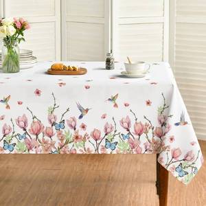 lot 20412 image: Horaldaily Spring Tablecloth 60 x 84 Inch Rectangular Hummingbird Butterfly
