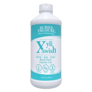 lot 20414 image: Xyli Swish - All Natural Formulated Nano Silver, Xylitol and Aloe Mouthwash - Alcohol and Fluoride Free - Oral Rinse to Fight Bad Breath and Dry Mouth - Peppermint Flavor - 16oz.