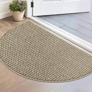 lot 20419 image: BEQHAUSE Dirt Trapper Door Mat 17in x 30in Half Circle Non Slip, Light Beige