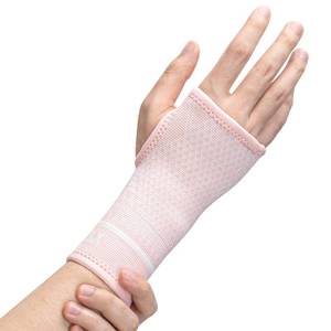 lot 20436 image: INDEEMAX Copper Wrist Compression Sleeve 1 Pair, Comfortable Hand Brace Support for Arthritis, Tendonitis, Sprains, Workout, Carpal Tunnel - Left and Right - Women and Men (Pink, M)(Used)