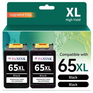 lot 20437 image: PANINK Remanufactured Ink Cartridge Replacement for HP Printer Ink 65 XL HP 65 Ink HP65 65XL Black Ink Cartridge for HP 3755 3752 2655 3722 3758 2652 5055 5052 5058 Printer (2 Black)