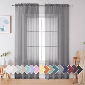 lot 20453 image: Simplebrand Grey Sheer Curtains 84 Inches Long, Light Filtering Rod Pocket Solid Color Window Sheer Curtain Panels, Elegant Curtains and Drapes for Living Room 2 Panels (Charcoal Grey, 2x42x84ftft)