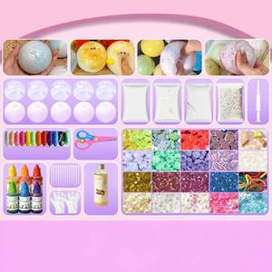 lot 20462 image: DIY Stress Ball Making Kit, Make Your Own Squishy Ball with Fillings and Tools, Sensory Craft Set for Stress Relief (Open Box, May Be Missing Pieces)