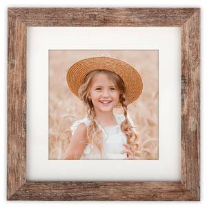 lot 20468 image: ORIVAN 6x6 Picture Frame Wood Fits Square Photo 4x4 with Mat Vintage Brown