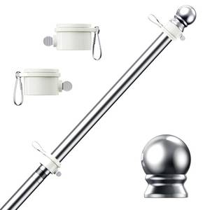 lot 20474 image: PHITRIC Flag Pole, Tangle Free Spinning Stainless Steel Rustproof Flagpole for 3x5 Sports Fan Outdoor Flags for Outside House (Silver, 5FT, Without Bracket)