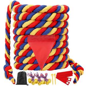 lot 20475 image: Outdoor Yard Games 40FT Tug of War Rope for Kids Adult, Field Day Family Reunion Birthday Party Games, Halloween Carnival Easter Outside Lawn Yard Fun Games for Team Building Activities, Tricolor