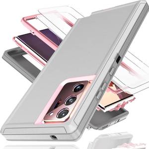 lot 20477 image: KaiMai for Galaxy Note 20 Ultra Case with Soft TPU Film Screen Protector2 Pack,3 in 1 Shockproof TPU Hard PC Bumper Drop-Proof Shell for Samsung Galaxy Note 20 Ultra Lihgt GrayPink
