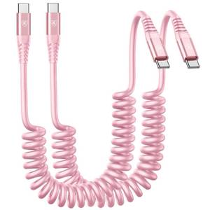 lot 20486 image: USB C to C Cable 3FT for Car, Coiled USB C Fast Charging Cable iPhone USB-C