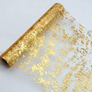 lot 20497 image: Snowkingdom Glitter Metallic Gold Table Runner 11 Inch x 49 Feet Roll Thin Mesh Sparkle Runner Table Decorations for Wedding Bridal Baby Shower, Anniversary, Christmas, Birthday Party