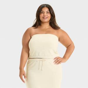 lot 2043 image: Womens Leisure Studio French Terry Tube Top - Universal Thread Tan 2X