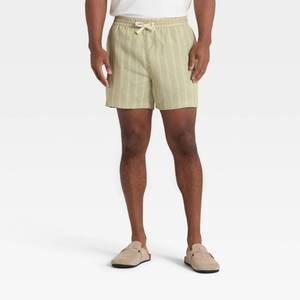 lot 2044 image: Mens Striped 5 Elevated Pull-On Shorts - Goodfellow & Co Moss Green S
