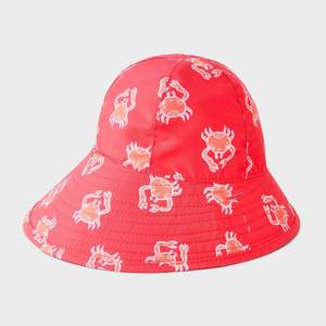 lot 2065 image: Baby Boys Reversible Crab Swim Hat - Cat & Jack Orange 0-6M UPF 50, Lightweight Woven Bucket Hat