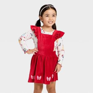 lot 2071 image: Toddler Girls 2pc Bluey Christmas Long Sleeve T-Shirt and Dress Set - Red 4T