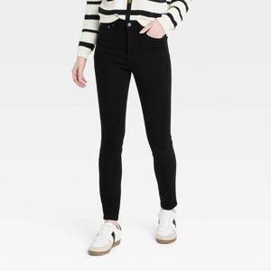 lot 2074 image: Womens High-Rise Skinny Jeans - Universal Thread Black 2 Midweight Denim, Slim Fit, High Stretch