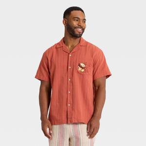 lot 8017 image: Mens Embroidered Pocket Camp Shirt - Goodfellow & Co Cinnamon XXL