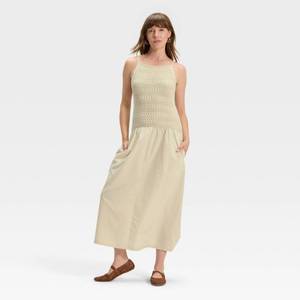 lot 8032 image: Womens Drop Waist Maxi Sweater Dress - Universal Thread Tan XL