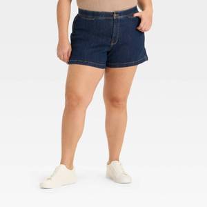 lot 8036 image: Womens High-Rise Smart Jean Shorts - Ava & Viv Indigo 16