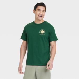 lot 20166 image: Mens Short Sleeve Graphic T-Shirt - Goodfellow & Co Dark Green XL Crew Neck, Sports Pattern