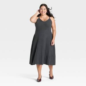 lot 20211 image: Womens Pleated Midi Sweater Dress - A New Day Charcoal Gray 4X