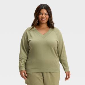 lot 12315 image: Universal Thread Womens French Terry Pullover Sweatshirt Olive 4X  Retail $25