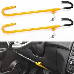 lot 1651 image: Elsjoy 2 Pack Car Steering Wheel to Brake Lock with Keys, Anti-Theft Car Locking Device Steering Wheel Lock, Car Security Lock for Vehicle, Keyed Different