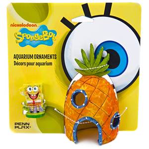 lot 1672 image: Penn-Plax Spongebob and Pineapple House Aquarium Ornament  2 Piece Set  Great for Fresh or alt Water Tanks