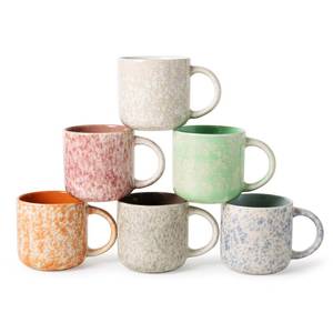 lot 1673 image: MONITO 12oz Coffee Mugs Set of 6, Modern Ceramic Mugs with Handle