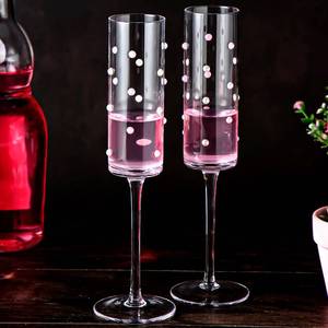 lot 1686 image: Reallnaive 2 Pcs Wedding Pearl Champagne Flutes Set Pink and White Pearl Toasting Pretty Clear Long Stem Bride & Groom Cute Fancy Wine Crystal Goblets for Anniversary Bridal Shower Engagement Gift