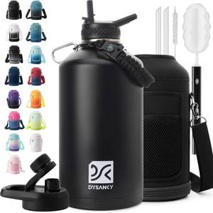 lot 1697 image: DYSANKY 1 Gallon Water Bottle Insulated  Thickened Stainless Steel Vacuum Metal Water Jug  Portable Sports Large for Gym and Hiking with Straw, Carrier Bag, Handle Strap  BPA-Free 128 oz