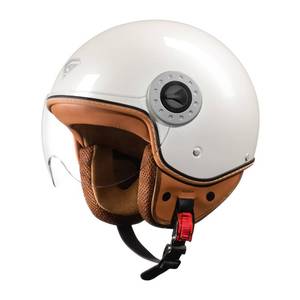 lot 1716 image: KYPARA DOT Approved Vintage Open Face Motorcycle Helmet with Visor, Retro Half Helmet for Men & Women (White Rounds, M)