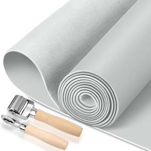 lot 1717 image: SmoothNovelty Grey Suede Headliner Fabric 125 L x 60 W with Foam Backing, with Seam Roller Tool, Auto Roof Liner Replacement Material for CarTruckSUVRV