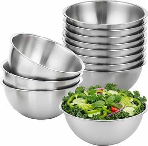 lot 1718 image: 12 Pcs 304 Stainless Steel Mixing Bowls with Graduations, Metal Serving Salad Bowls, Reusable Baking Food Storage Containers for Baking, Cooking, Making Salads, Soups, Ice Cream, Noodles, cereal