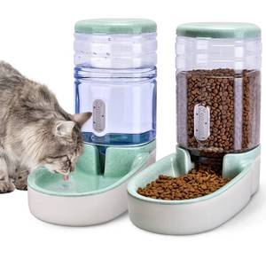 lot 1722 image: Kacoomi Automatic Dog Cat Feeder and Water Dispenser Gravity Food Feeder and Waterer Set with Pet Food Bowl for Small Medium Dog Puppy Kitten, Large Capacity 1 Gallon x 2