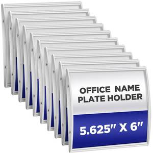 lot 1723 image: Yaocom Set of 10 Curved Name Plate Holder for Doors 5.625 x 6 Wall Mount Office Business Door Sign Holder Aluminum Sign Frame with Adhesive Tape Plastic Film for Office Business Display, Silver