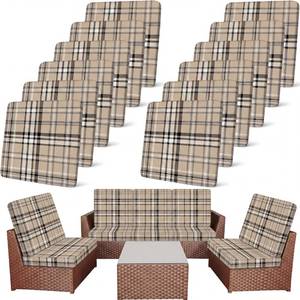 lot 1725 image: Newwiee 8 Pcs Patio Outdoor Cushion Covers,Plaid,Classic Brown