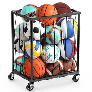 lot 1727 image: TomCare Garage Ball Storage Rack, Rolling Sports Cart with Lockable Wheels
