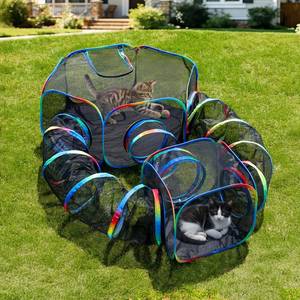 lot 1734 image: Fabunote Outdoor 5-in-1 Portable Cat Tunnels - Cat Enclosure with Tent for Indoor Cats, Enclosed Catio for Kitty & Small Animals