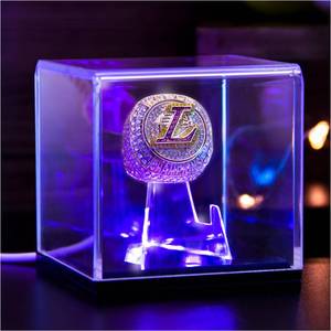 lot 2001 image: Championship Ring Display Case with Led Light, UV-Protected Clear Challenge Coin Holder, Premium Light-Up Display Box for Memorabilia, Ideal Gift for Baseball, Softball, Super Bowl, Football Ring