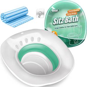 lot 2021 image: RUGUO Sitz Bath for Toilet Seat - Yoni Steam Seat - Sitz Bath for Hemorrhoids and Postpartum Care - Portable Bidet BPA Free - Foldable Basin for Epsom Salt Soak - Green
