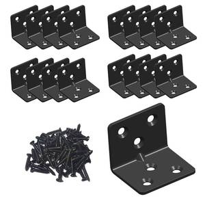 lot 2041 image: Black Stainless Steel Shelf Bracket,Joint Right Angle Bracket,L Shape Heavy Duty Metal Corner Brace Shelf Supporter for Wood Aufuga (16, 1.5x1.2x1.2)