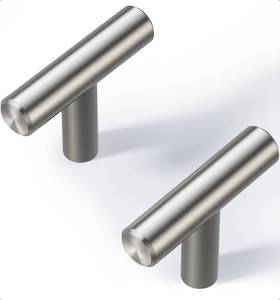 lot 2056 image: Veise Cabinet Knobs 10 Pack, 2 Inch T-Bar Kitchen Pulls, Brushed Nickel