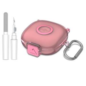 lot 2058 image: Secure Lock for SHOKZ OpenFit 2 Case, TUDIOW Clear TPU Shockproof Protective Case Cover for New SHOKZ OpenFit 2 Headphones Accessories with Cleaning Kit & Keychain (Clear Pink)