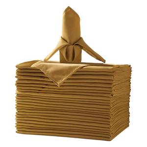 lot 2066 image: 25pcs Polyester Cloth Napkins - 20 x 20 inch Gold Washable Dinner Washable Napkins with Hemmed Edges for RestaurantWeddingHotel(25,Gold)