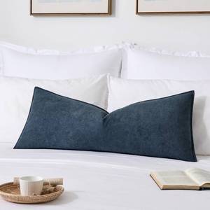 lot 2072 image: Soft Waterproof 14x36 Long Lumbar Pillow Cover 1 Pack, Dusty Blue