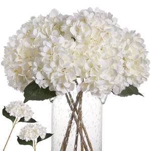 lot 2075 image: Kisflower 6pcs White Hydrangea Artificial Flowers - Faux Hydrangea Flowers, Fake Silk Flowers for Table Centerpiece, Silk Hydrangea Flowers with Stems for Home Wedding Party Decor