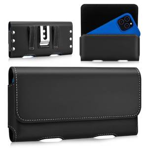 lot 2079 image: Gcepls Universal Cowhide Leather Phone Holster with Belt Clip Compatible with iPhone 17 Pro Max, 16 Pro Max,15 14 13 Pro Max,Samsung Galaxy S25 Plus,S24 Plus, S23 S22 S21 S20 Plus (Black, Large)
