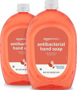 lot 2089 image: Amazon Basics Liquid Hand Soap Refill, Light Moisturizing, Triclosan-Free, Dermatologist-Tested, pH Balanced, Citrus, 50 Fl Oz (Pack of 2) (Previously Solimo)